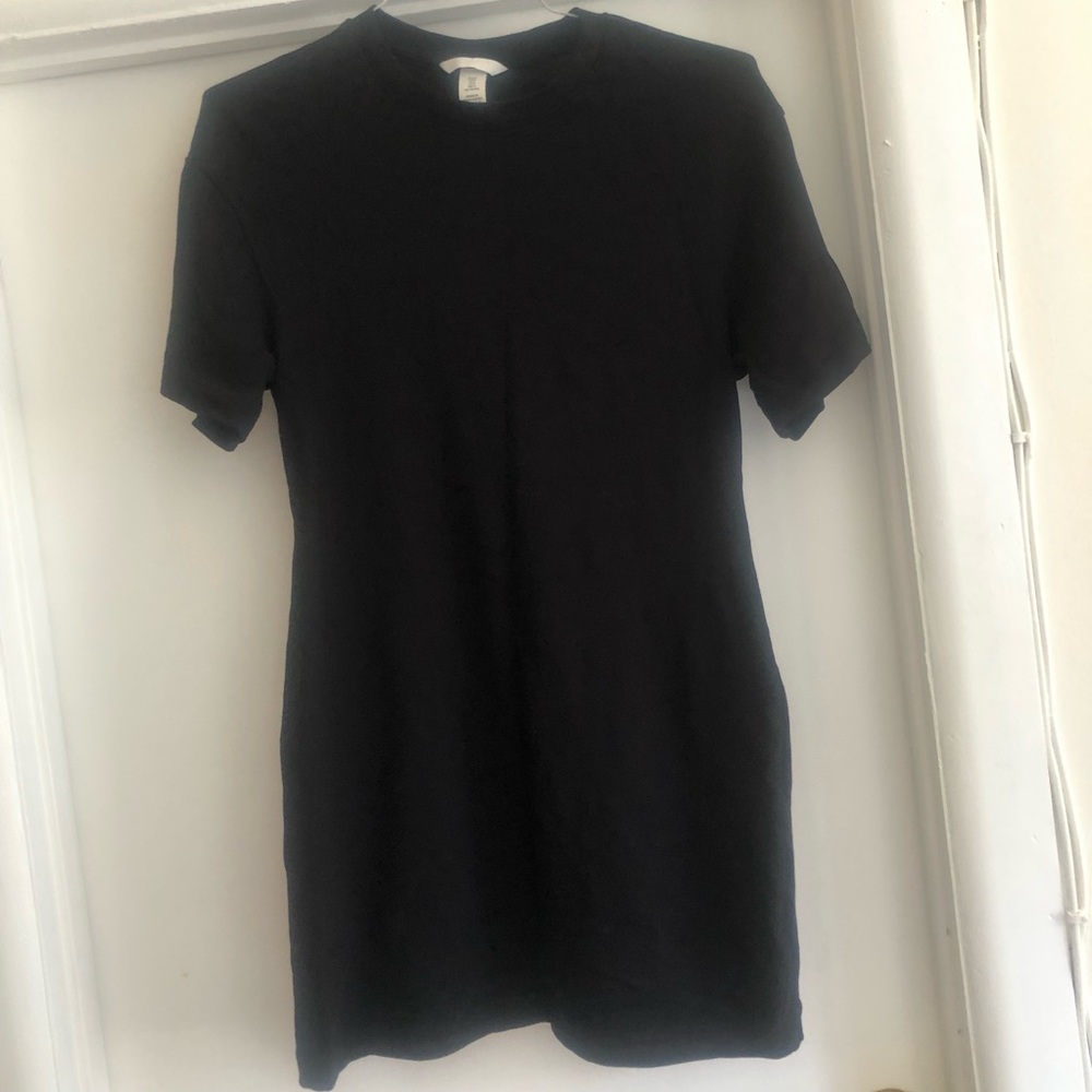 ❤️H&M Black Short Sleeve Knit Dress 100% Cotton Size M
